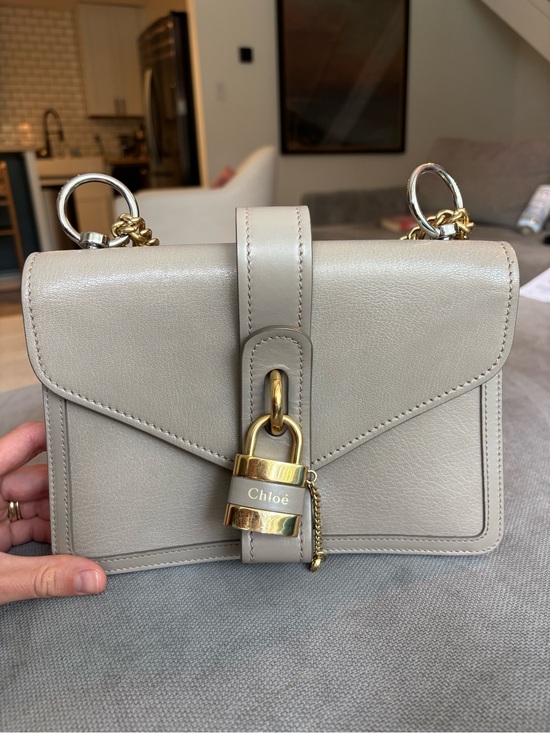 Chloe Handbags - Chloé Aby Taupe Padlock Envelope Shoulder Bag